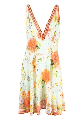 Camilla floral-print V-neck dress - Green