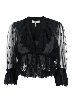 Chloé ruffle-detail sheer blouse - Black