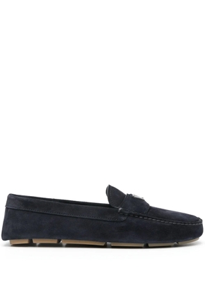 Prada enamel-triangle-logo suede loafers - Blue