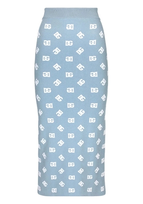 Dolce & Gabbana DNA logo-print straight skirt - Blue