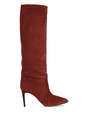 Paris Texas 85mm stiletto suede knee-high boots - Red