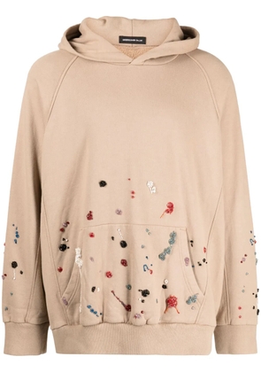 Undercover bead-embellished cotton hoodie - Neutrals