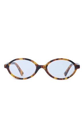 Miu Miu Eyewear logo-plaque oval-frame sunglasses - Brown