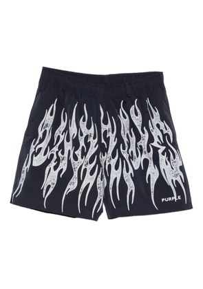 Purple Brand flame print shorts - Blue