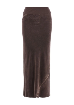 Rick Owens ribbed-waistband draped midi skirt - Brown