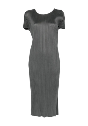 Pleats Please Issey Miyake pleated short-sleeved dress - Green
