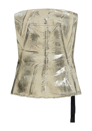 Rick Owens DRKSHDW metallic-effect frayed-edge top - Grey