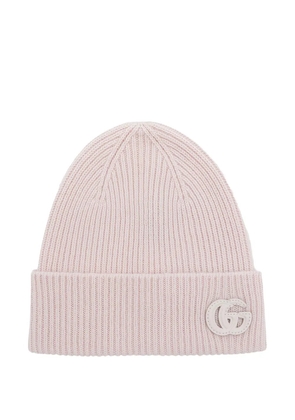 Gucci logo-patch ribbed beanie hat - Pink