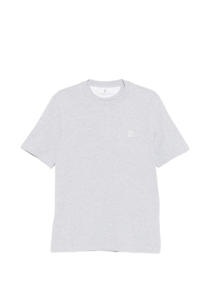 Brunello Cucinelli ribbed crew-neck logo-embroidery T-shirt - Grey