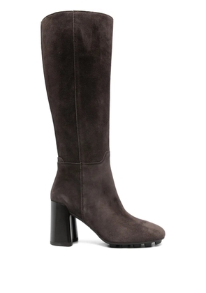 Hogan 90mm suede block-heel knee-high boots - Brown