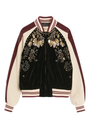 Valentino Garavani embroidered velour bomber jacket - Black