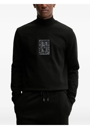 HUGO roll-neck embroidered-detail sweater - Black