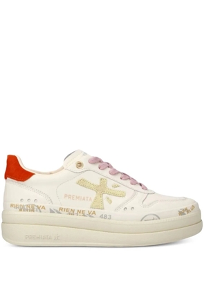 Premiata embellished leather sneakers - White