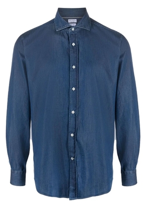 Brunello Cucinelli long-sleeved cotton shirt - Blue