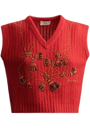 Bally bead-embellished cashmere vest - Red