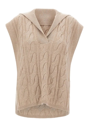 Max Mara polo-collar cable-knit vest - Neutrals