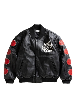 Anti Social Social Club logo-detail leather jacket - Black