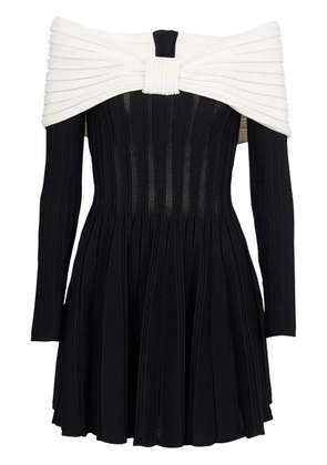 Balmain off-shoulder knitted minidress - Black