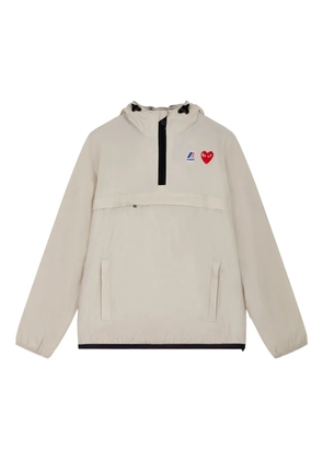 Comme Des Garçons Play x K-Way heart-logo half-zip raincoat - White