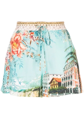 Camilla From Sorrento-print silk shorts - Multicolour