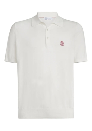 Brunello Cucinelli butoon-fastening logo-detail polo shirt - Neutrals