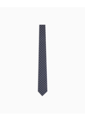 Pure silk tie with jacquard monogram
