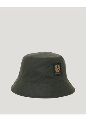 Belstaff Bucket Hat Unisex's Waxed Cotton Faded Olive Size S/M
