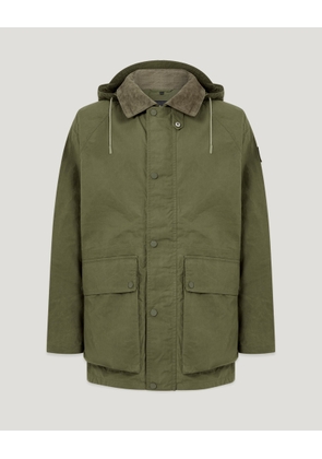 Belstaff Incline Parka Men's Dry Waxed Cotton True Olive Size 2XL