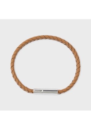 Paul Smith Tan Two-Tone Braided Leather Bracelet Brown