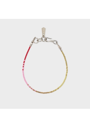 Paul Smith Khaki and Pink Beaded Bracelet Multicolour