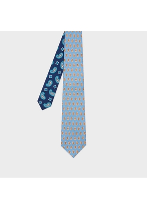 Paul Smith Light Blue and Navy 'Contrast Paisley' Silk Tie