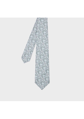 Paul Smith Grey and Blue Floral Silk Tie