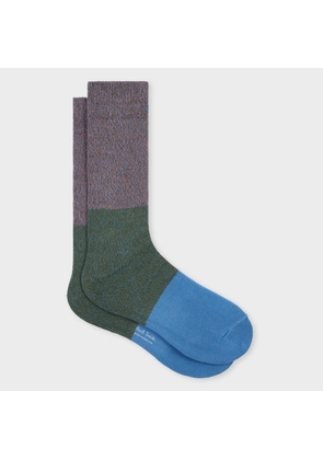 Paul Smith Light Blue Block Stripe Twisted Yarn Socks