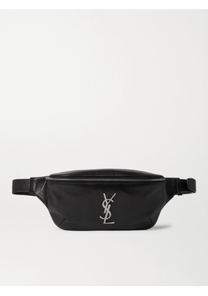 SAINT LAURENT - Logo-Appliquéd Leather Belt Bag - Men - Black
