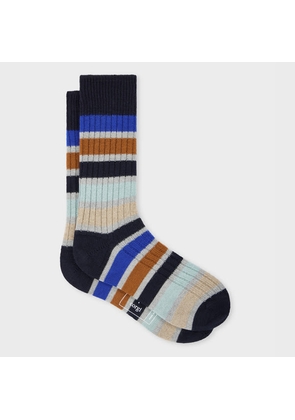Paul Smith Paul Smith + Corgi - Navy Stripe Wool-Blend Socks Blue
