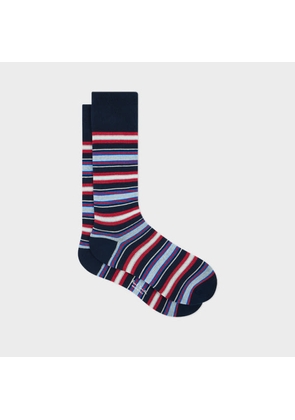 Paul Smith Navy Mixed Striped Socks Blue