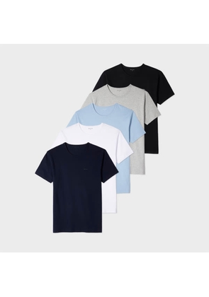 Paul Smith Mixed Organic Cotton Logo Lounge T-Shirts Five Pack Multicolour