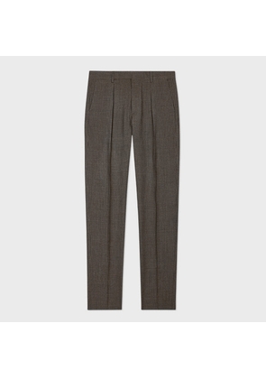 Paul Smith Green Gingham Check Tapered-Fit Pleated Stretch-Wool Trousers