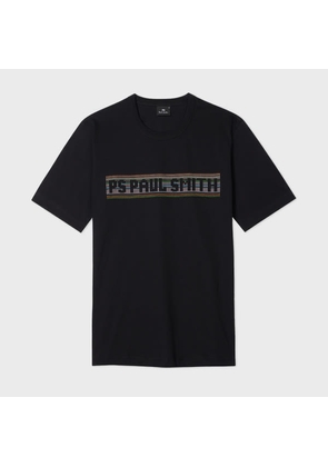 PS Paul Smith Black 'Stitch Stripe Logo' Print T-Shirt