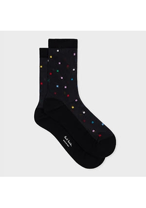 Paul Smith Women's Sheer Multicolour 'Tile' Socks Black