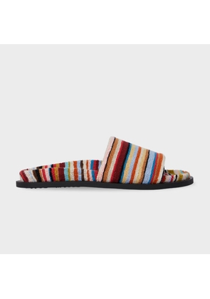 Paul Smith 'Signature Stripe' Towelling 'Dru' Slides Multicolour