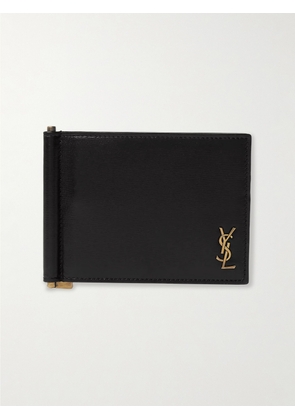 SAINT LAURENT - Logo-Appliquéd Leather Billfold Wallet with Money Clip - Men - Black