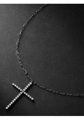 SHAY - Black Gold Diamond Cross Necklace - Men - Silver