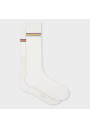 Paul Smith White 'Signature Stripe' Trim Socks