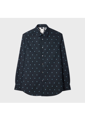 Paul Smith Tailored-Fit Navy 'Ditsy Flower' Cotton Shirt Blue