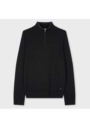 PS Paul Smith Black Merino Wool Half Zip Sweater