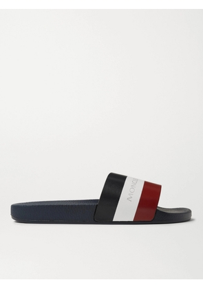 Moncler - Basile Logo-Print Striped Leather Slides - Men - Blue - EU 40