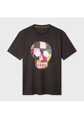 PS Paul Smith Charcoal Grey 'Fabric Skull' Print T-Shirt