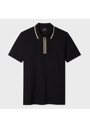 PS Paul Smith Black Contrast Tipping Zip Polo Shirt