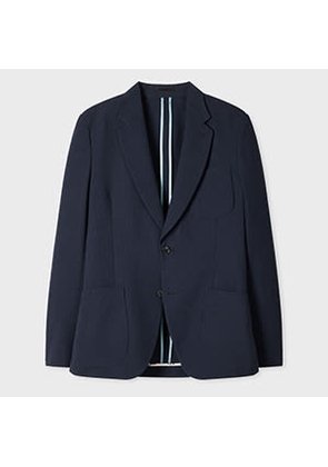 Paul Smith Navy Cotton-Blend Seersucker Stripe Blazer Blue